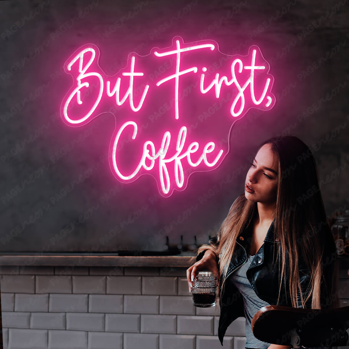 But First Coffee Neon Sign Led Light Pink