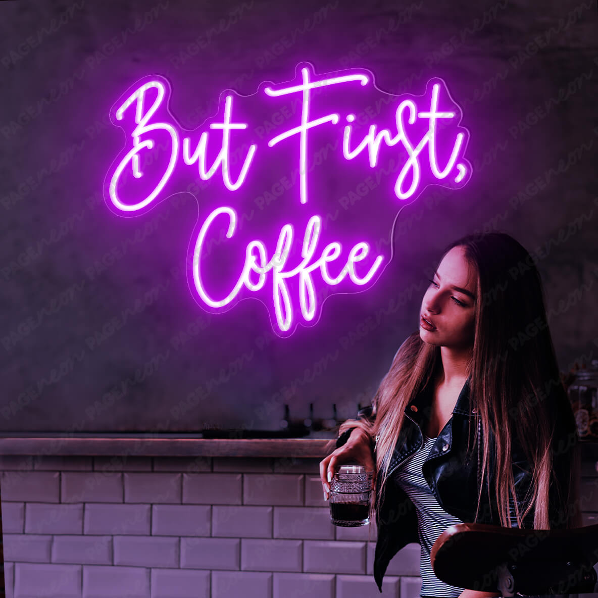 But First Coffee Neon Sign Led Light Purple