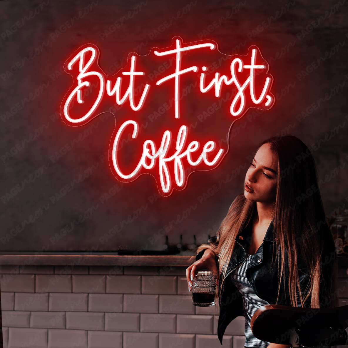 But First Coffee Neon Sign Led Light Red
