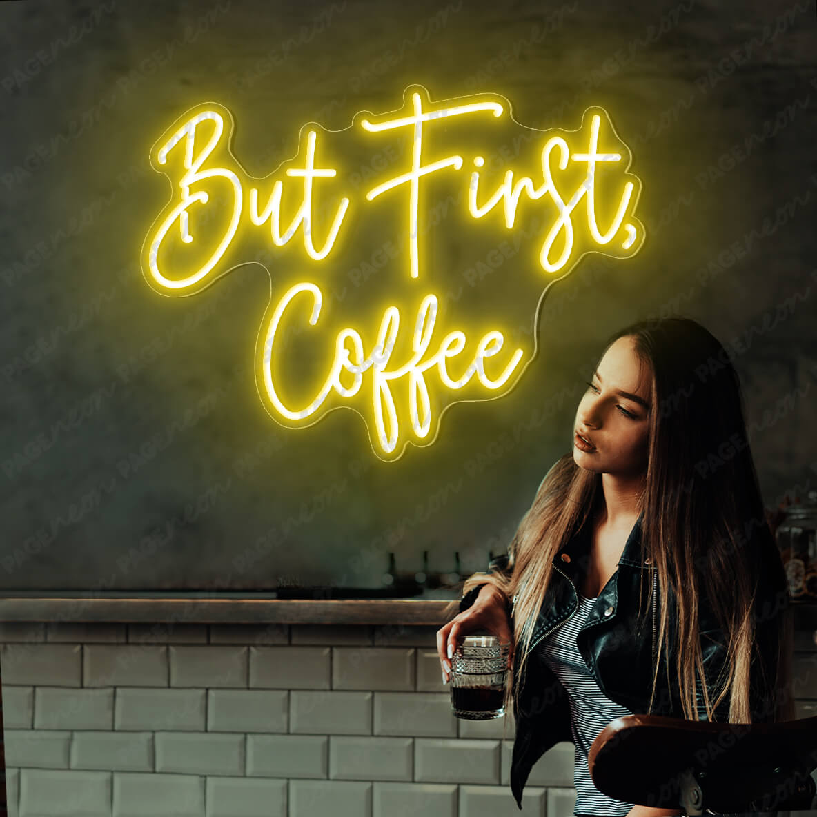 But First Coffee Neon Sign Led Light Yellow