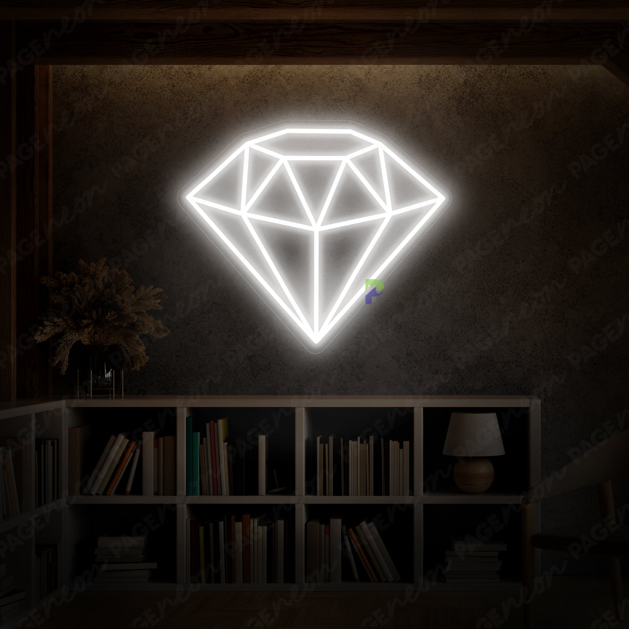 Diamond Neon Sign White Aesthetic Led Light